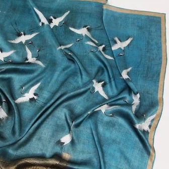 Gedrukte pure zijden sjaals in Chinese stijl